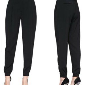 T Tahari Womens Pants 8 Black Petar Joggers Pleated Tapered Cuff Crepe MSRP $98